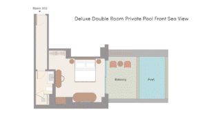 Plan d'étage Deluxe Double Room Private Pool Front Sea View